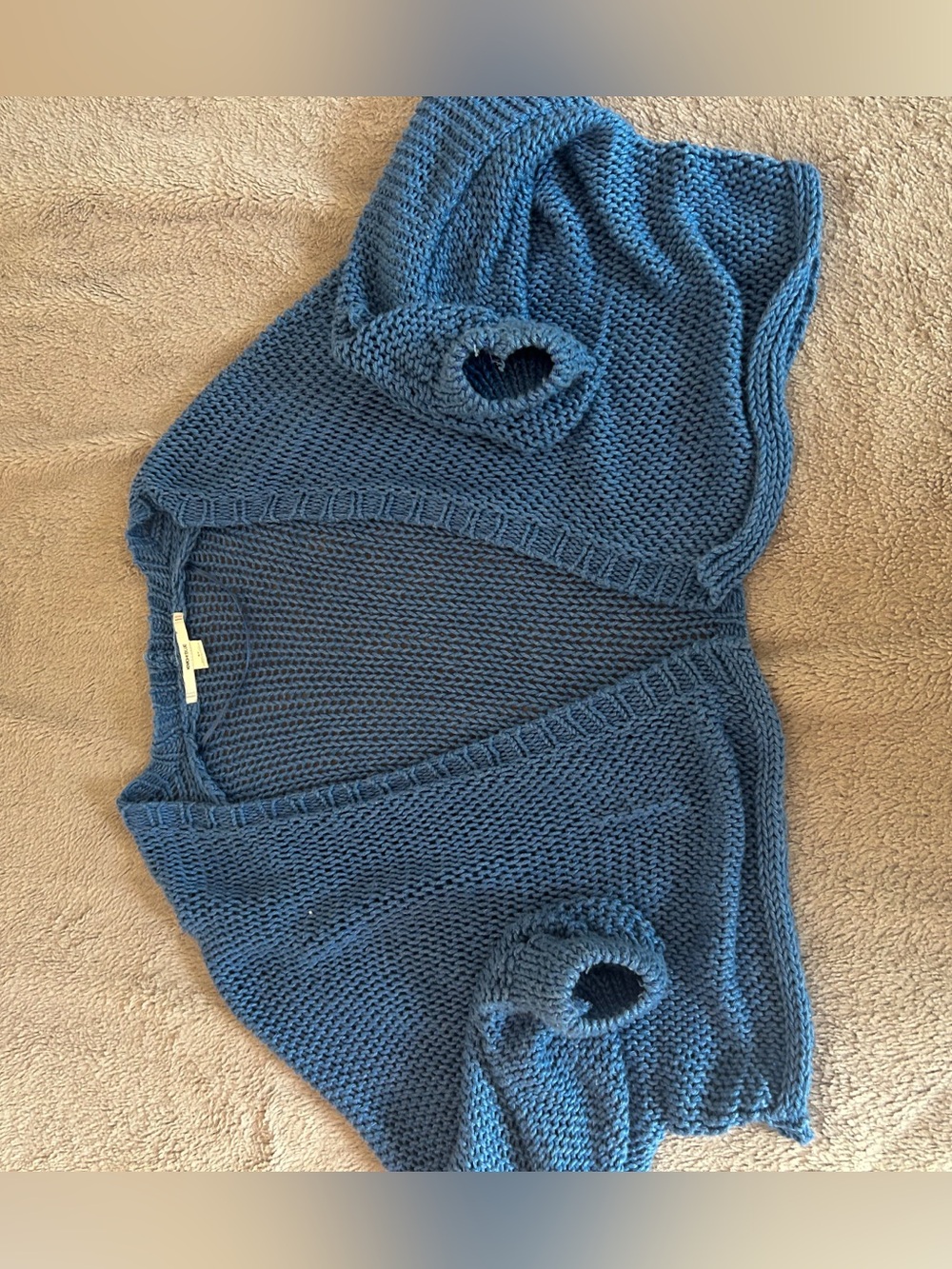 Kimchi Blue Teal-Blue Open Front Chunky Cardigan